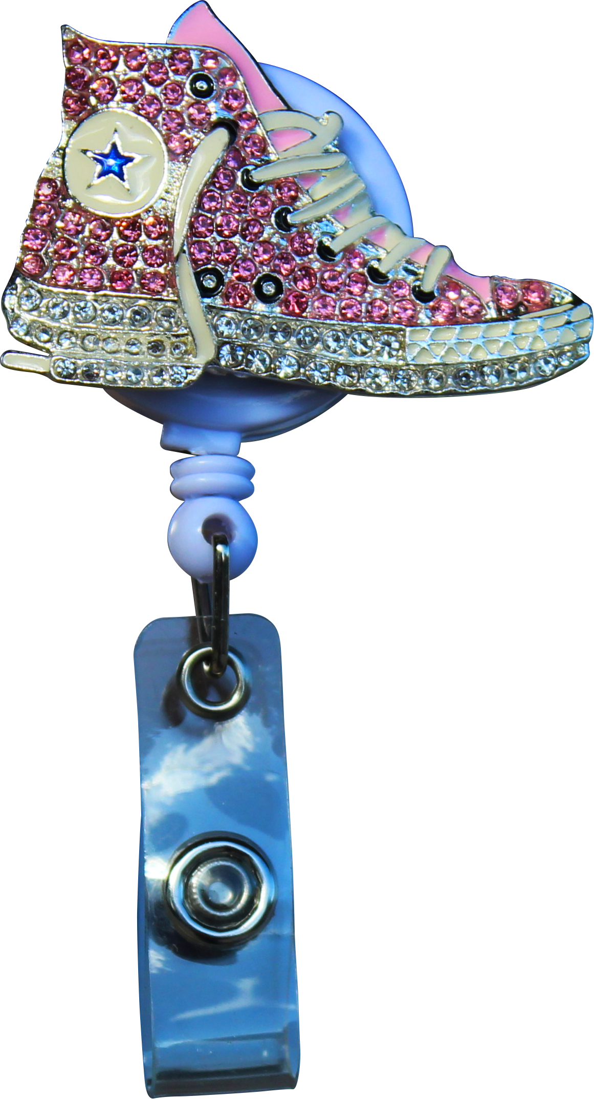 Pink High Top Sneaker Sparkle And Shine Badge Reel