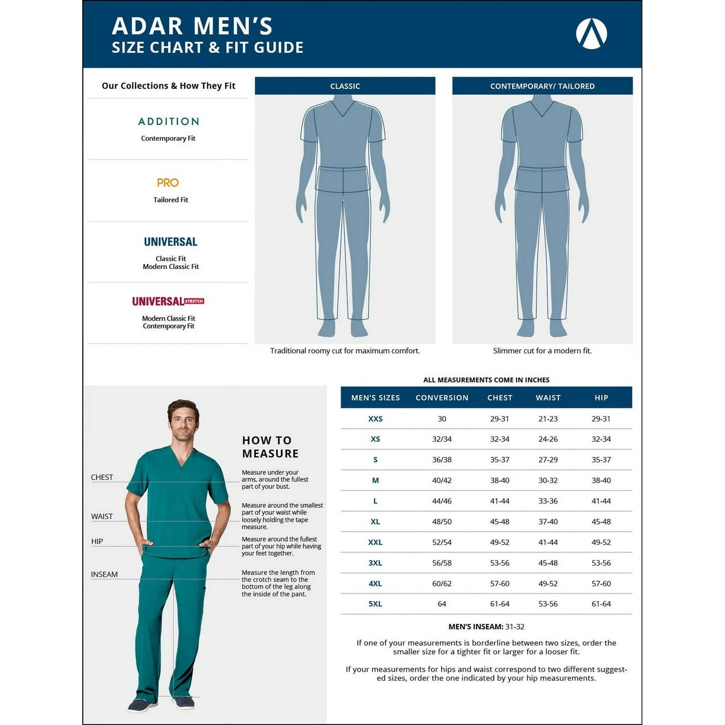 Adar Addition Go-Everyday Scrub Set for Men - A9800 ADAR Medical Scrubs Moore than Scrubs
