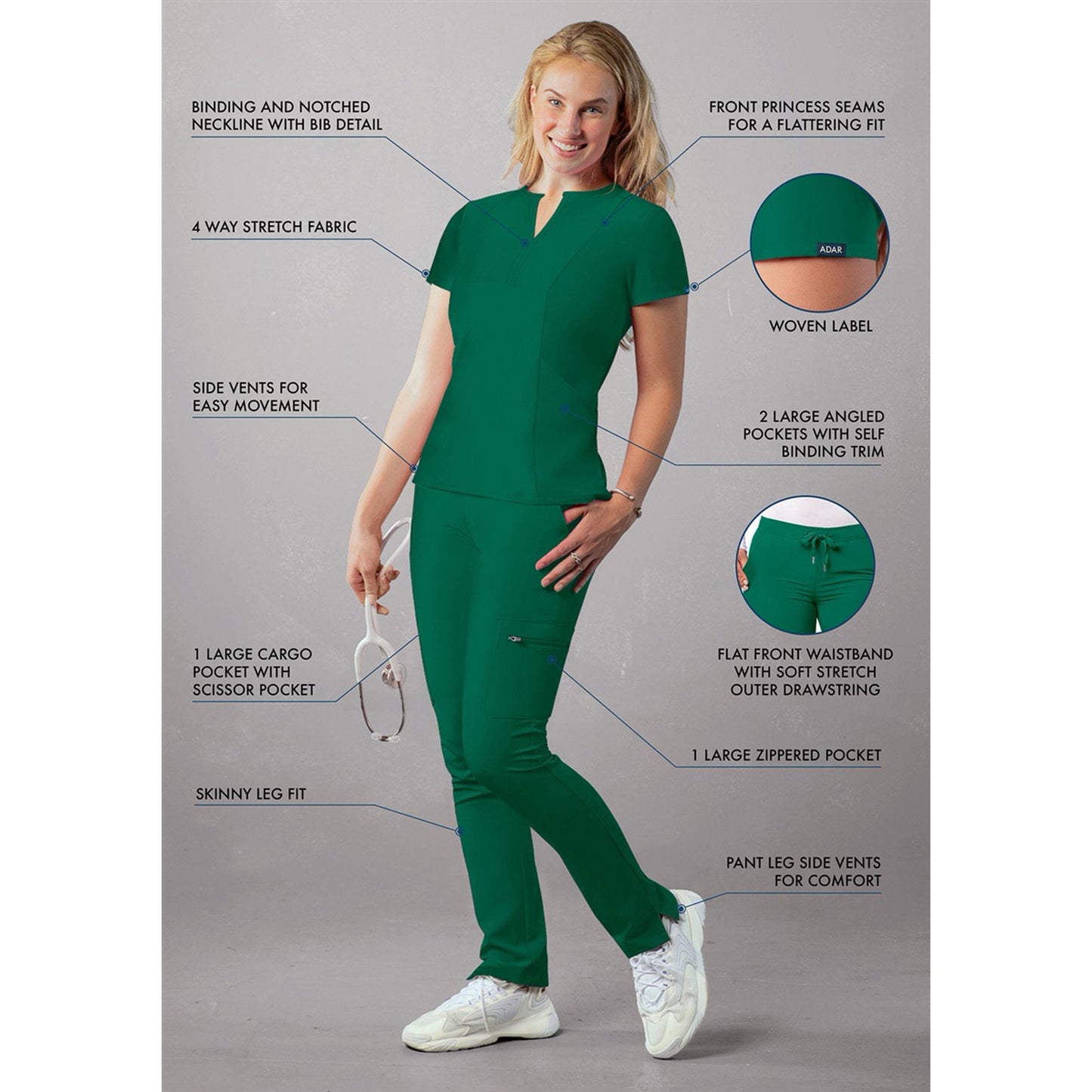 Adar Addition Go-Higher Scrub Set for Women - A9600 Moore than Scrubs LLC Moore than Scrubs