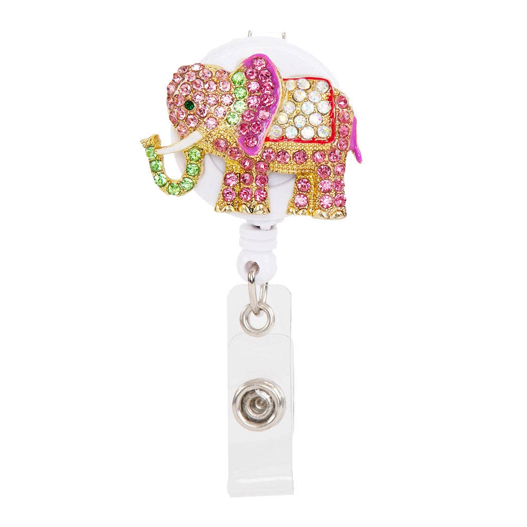 Elephant Sparkle and Shine Rhinestone Badge Reel OUTSIDE THE BOX, LLC Moore than Scrubs