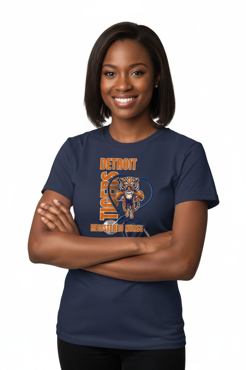 Detroit Registered Nurse - Tigers Moore than Scrubs Scrub Top Moore than Scrubs