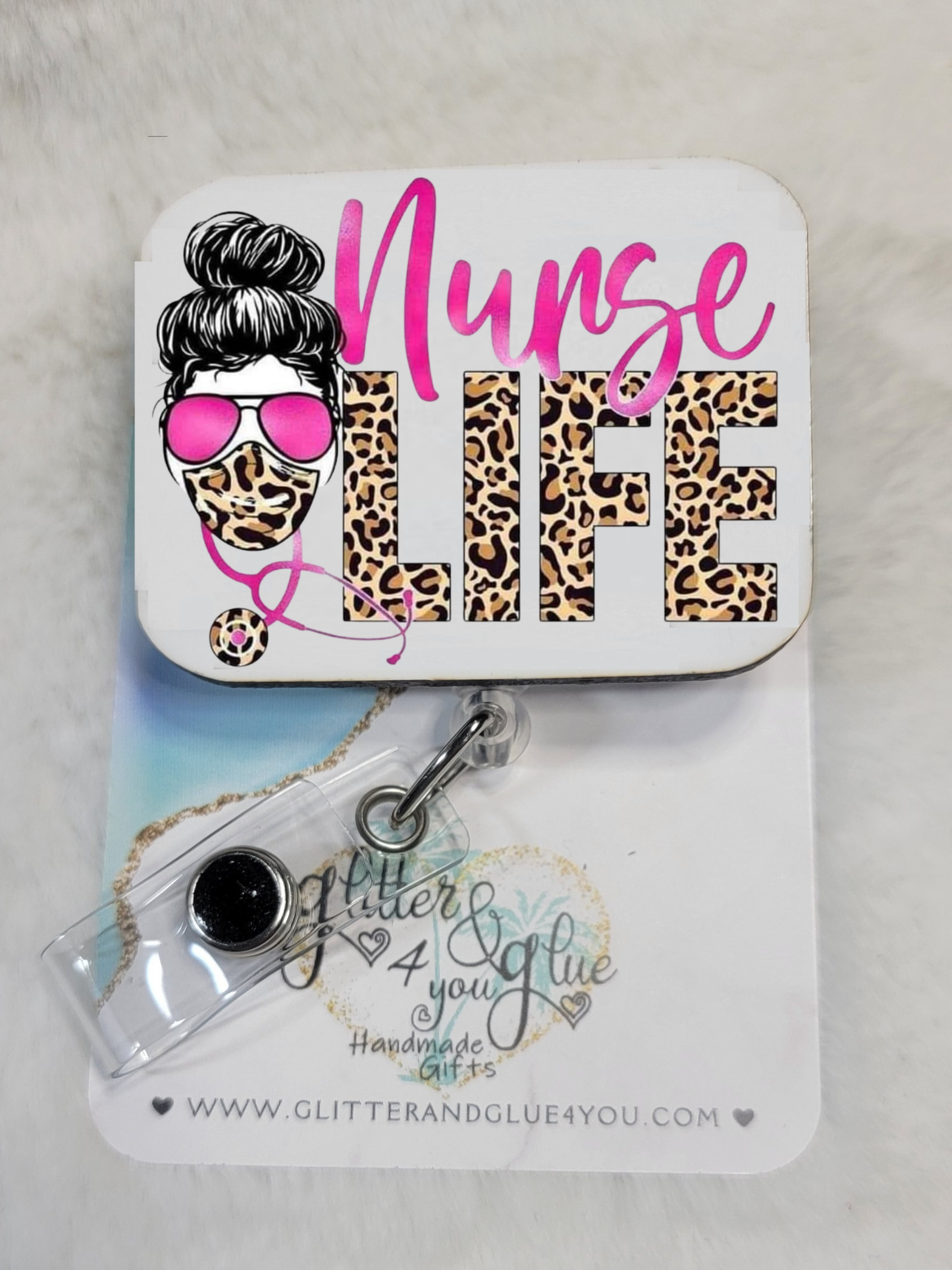 Nurse Life Leopard Print Sublimated Retractable Badge Reel - Moore than Scrubs LLC