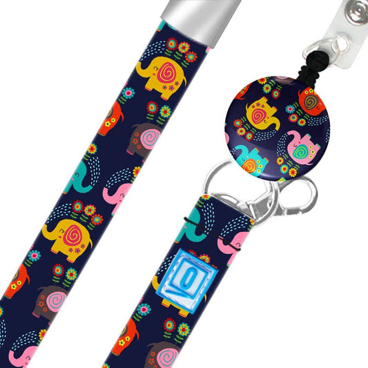 LUXE Lanyard Happy Elephants OUTSIDE THE BOX, LLC