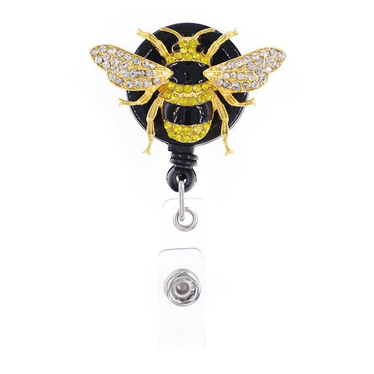 Bumble Bee Sparkle and Shine Rhinestone Badge Reel - Moore than Scrubs LLC