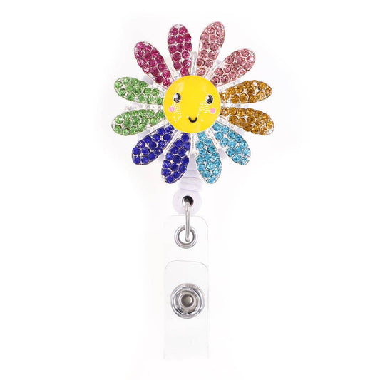 Color Daisy Sparkle and Shine Rhinestone Badge Reel - Moore than Scrubs LLC