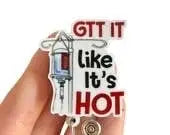 GTT Like Its Hot Medical Badge Reel Holder: Alligator clip Fuzzy Edges Crafts LLC    Moore than Scrubs