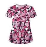 Multicolor Print Top Pink Ribbon Moore than Scrubs LLC