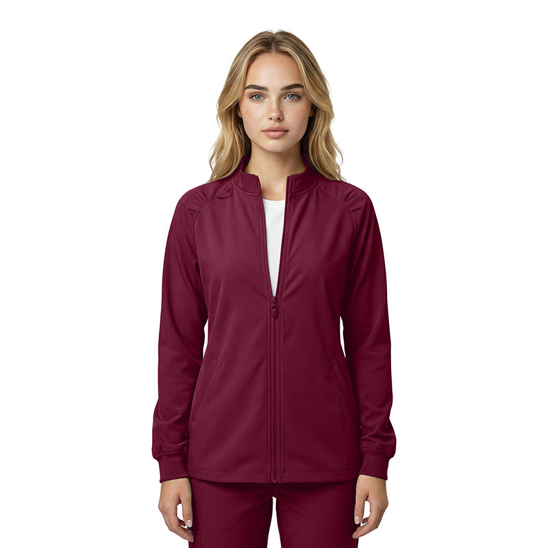 Natural Uniforms Women's Zip-Front Raglan Warm-Up Jacket – Burgundy Natural Uniforms Jackets   Moore than Scrubs