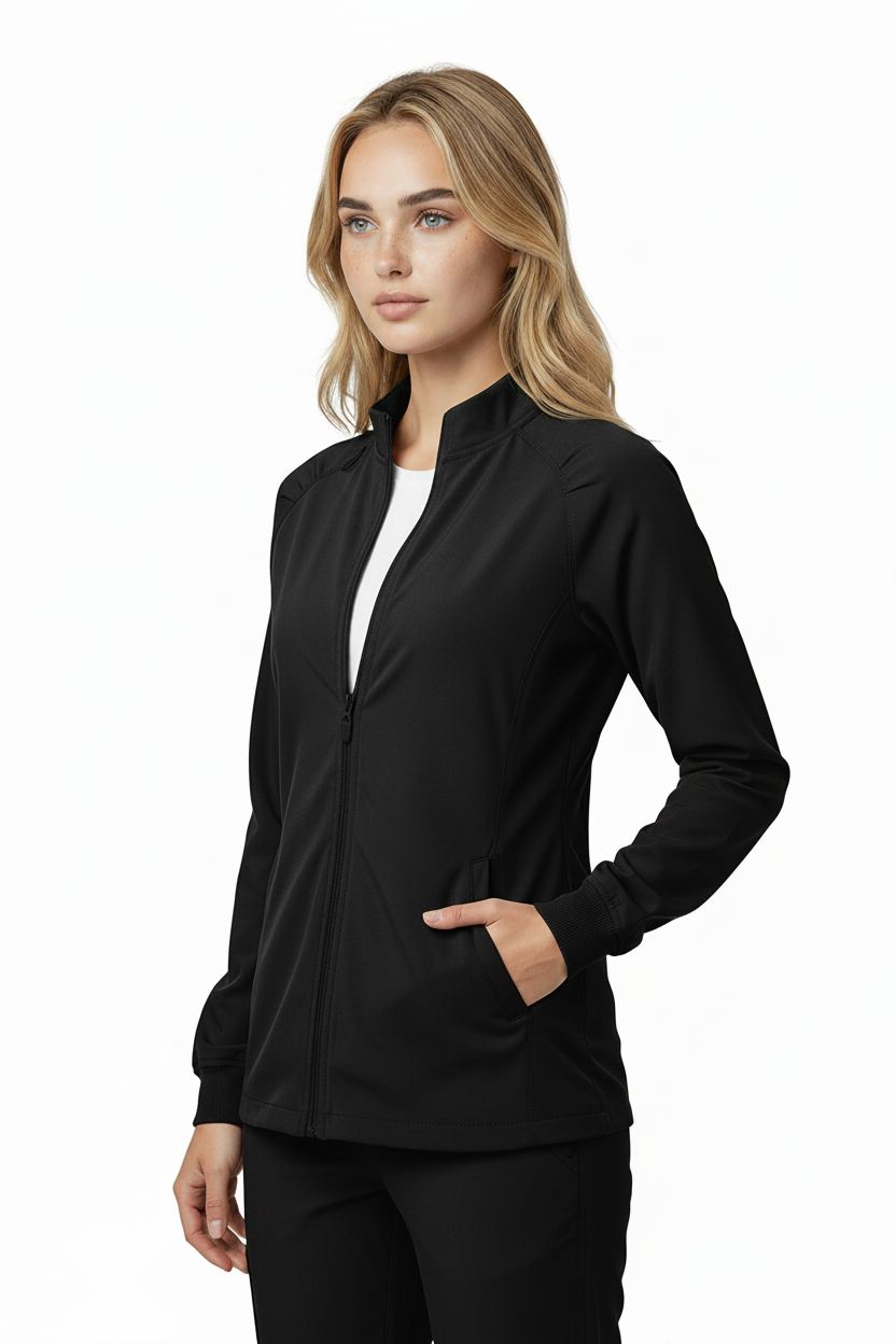 Natural Uniforms Women's Zip-Front Raglan Warm-Up Jacket – Burgundy Natural Uniforms Jackets   Moore than Scrubs