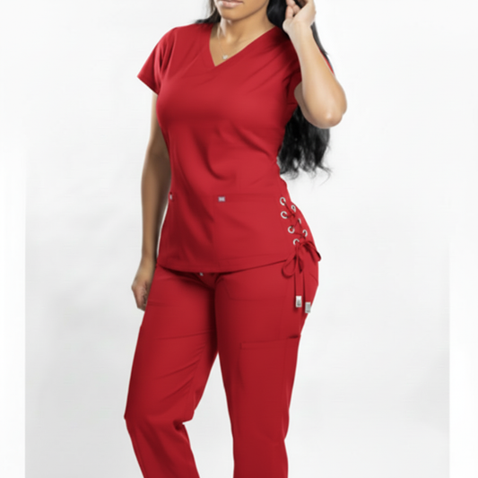Women's Side Tie Scrub Set | Bucket Pockets | Polyester Spandex Blend Moore than Scrubs Apparel & Accessories Moore than Scrubs