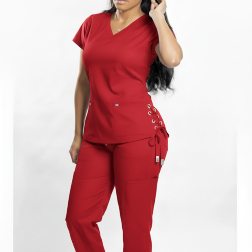 Women's Side Tie Scrub Set | Bucket Pockets | Polyester Spandex Blend Moore than Scrubs Apparel & Accessories   Moore than Scrubs