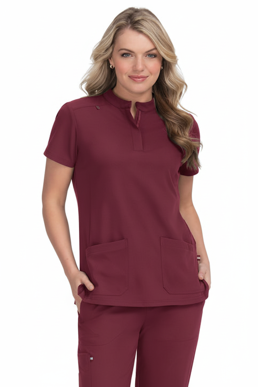 KOI Next Gen Driven Women's Mandarin Collar Scrub Top - 4 Pockets KOI Medical Scrubs   Moore than Scrubs