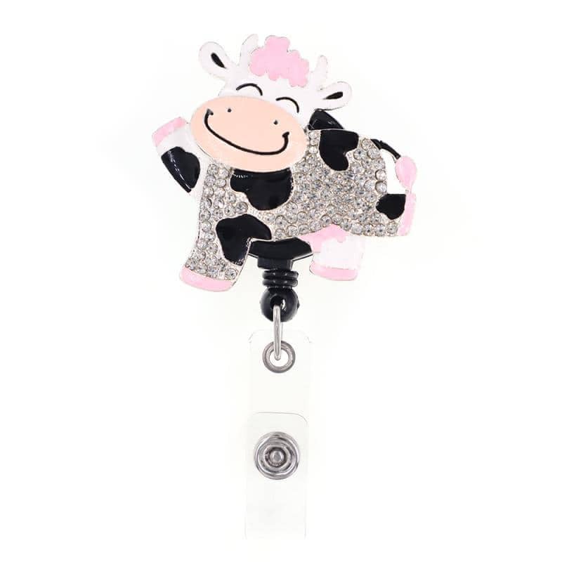 Cow Sparkle and Shine Rhinestone Badge Reel - Moore than Scrubs LLC
