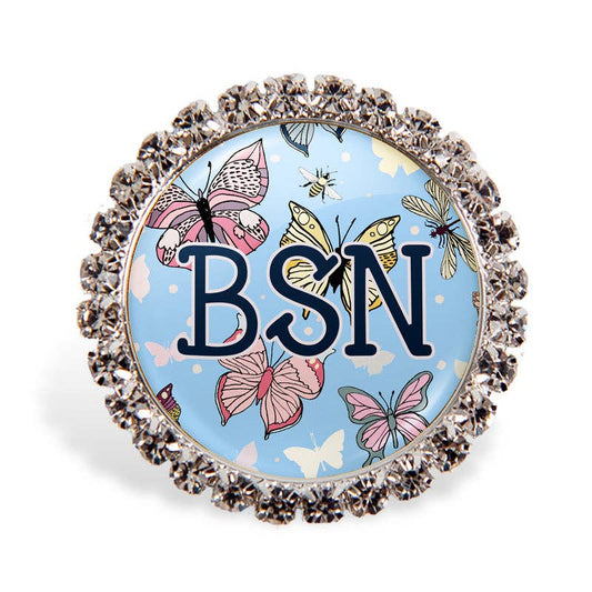 Butterflies Badge Glam Medical Titles: Interchangeable Glam Titles / PCT OUTSIDE THE BOX, LLC    Moore than Scrubs
