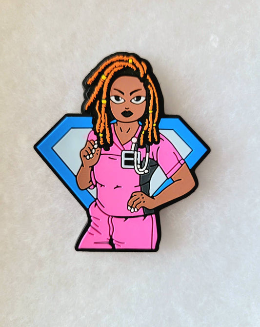 Pink Scrubs Super Locs Badge Reel: Standard Alligator REFLECTIONS BY ZANA    Moore than Scrubs