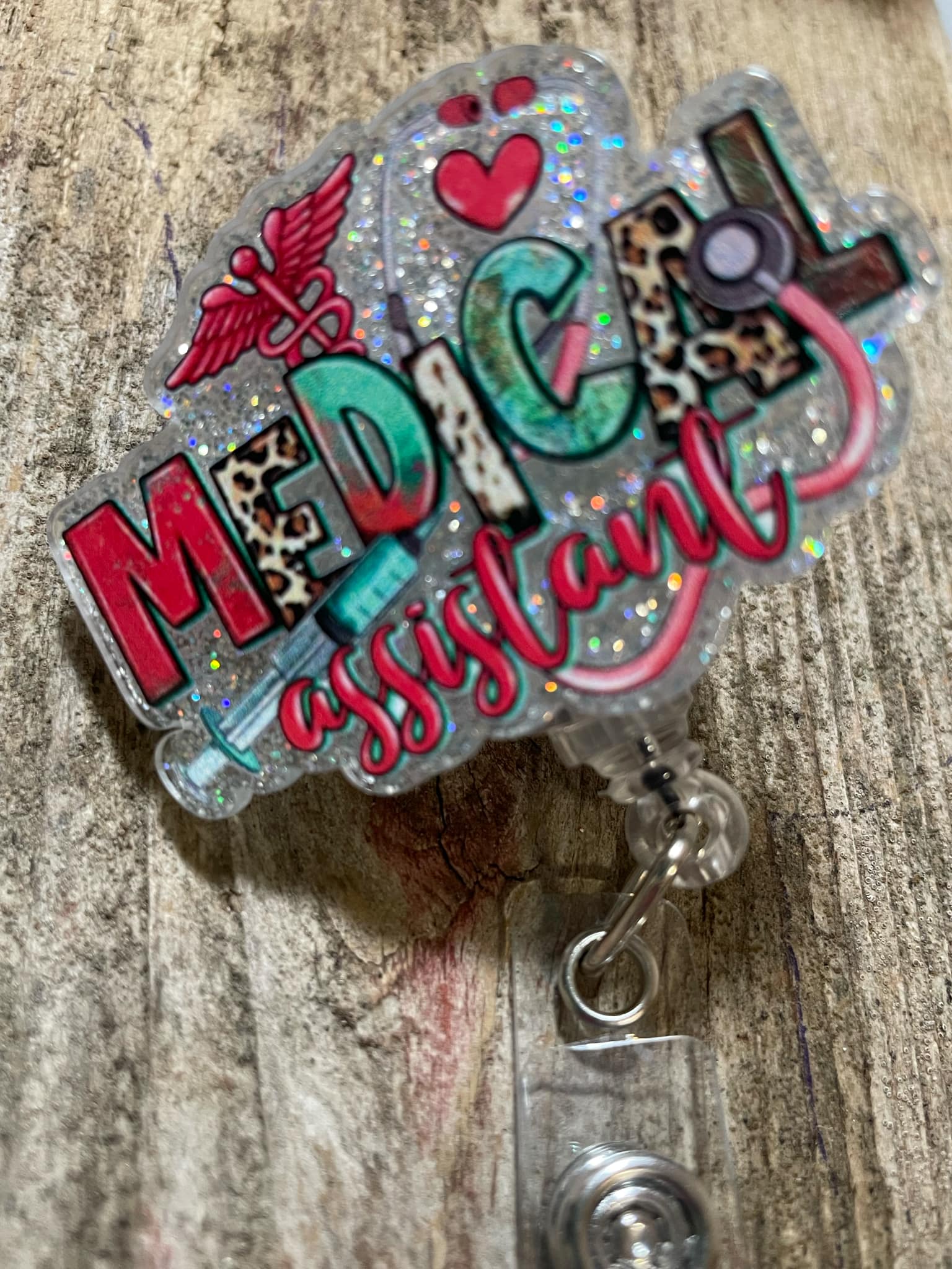 Badge Reel Medical Assistant Leopard - Moore than Scrubs LLC