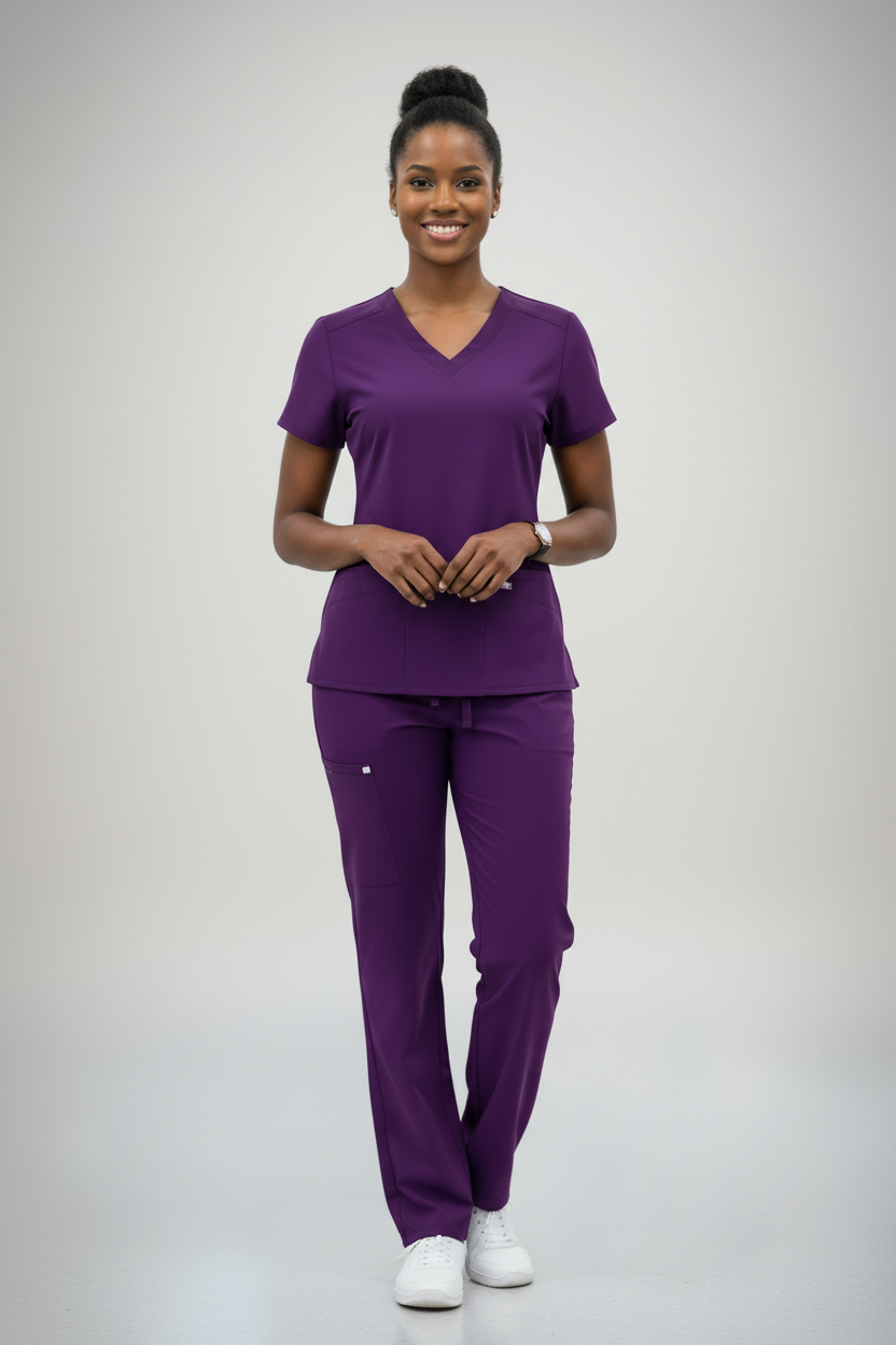 High quality eggplant purple scrub set