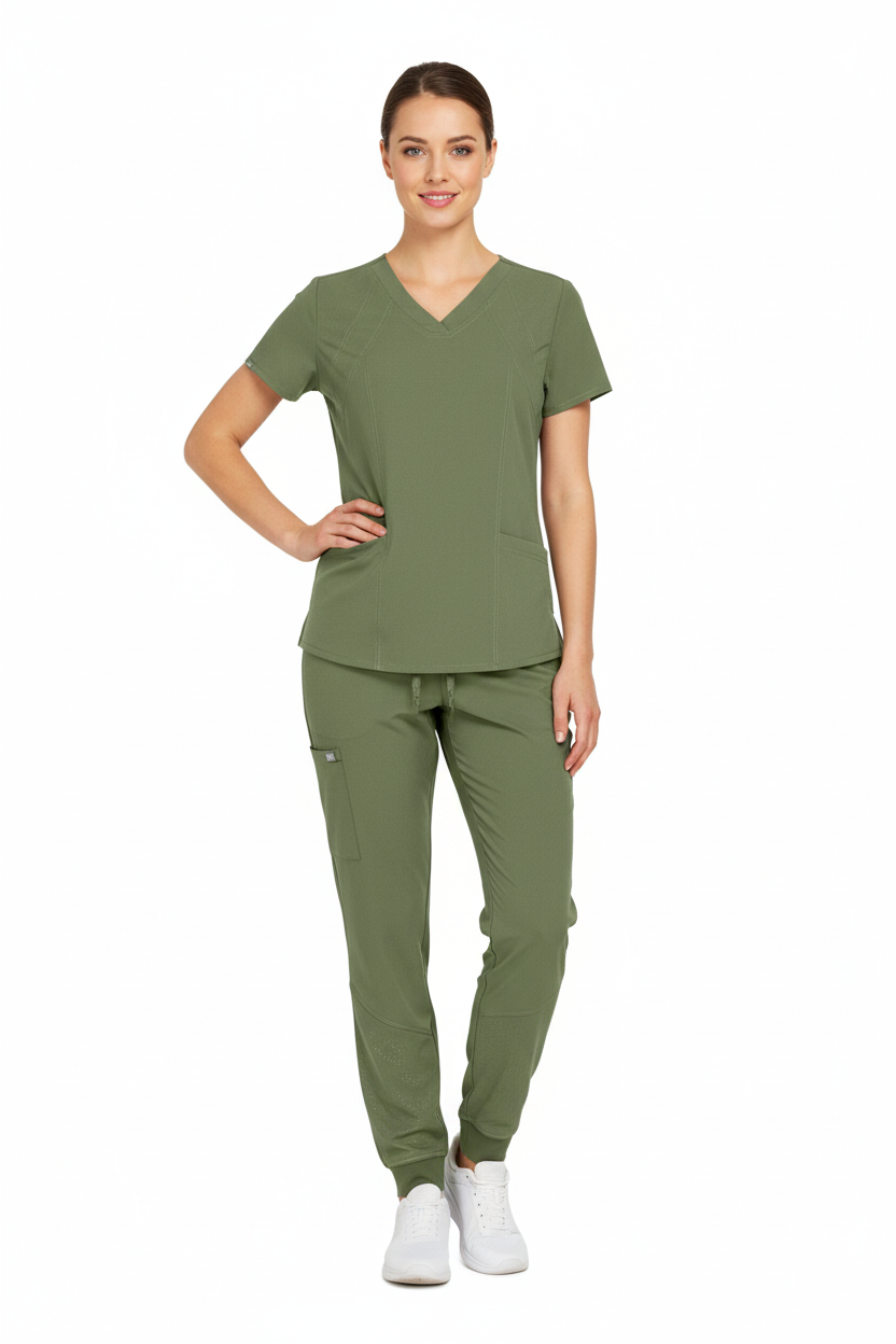 Natural Uniform - Women's Stretch V-Neck Jogger Scrub Sets (8500) Natural Uniforms Medical Scrubs   Moore than Scrubs