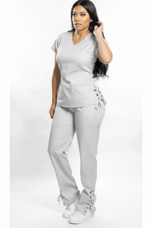 Stylish Medical Uniforms - Women's Side Tie Scrub Set | Bucket Pockets | Polyester Spandex Blend Moore than Scrubs Apparel & Accessories   Moore than Scrubs