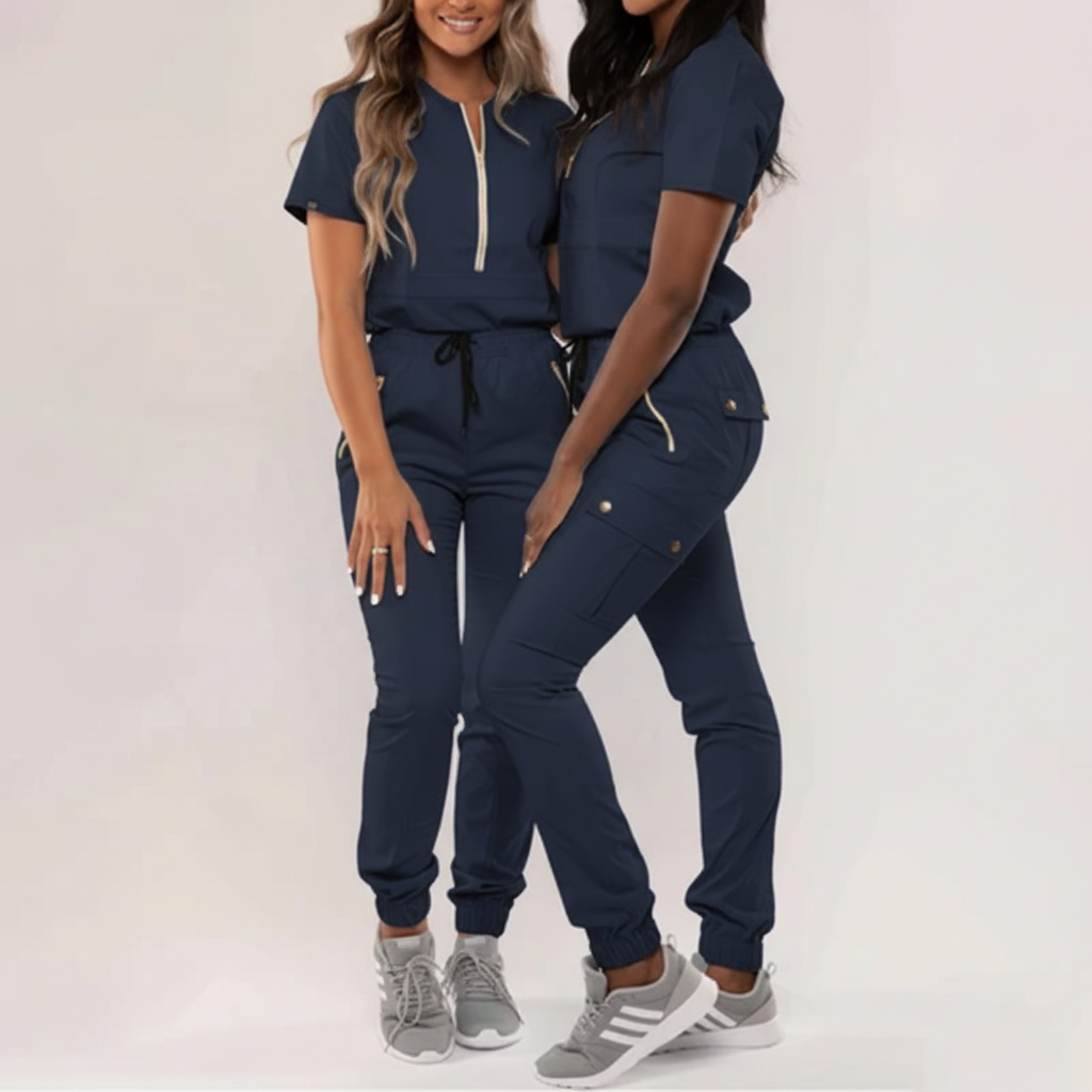 Stylish Medical Uniforms - Premium White Jogger Scrub Set | Zipper Pockets | Polyester Spandex Blend Moore than Scrubs Apparel & Accessories   Moore than Scrubs