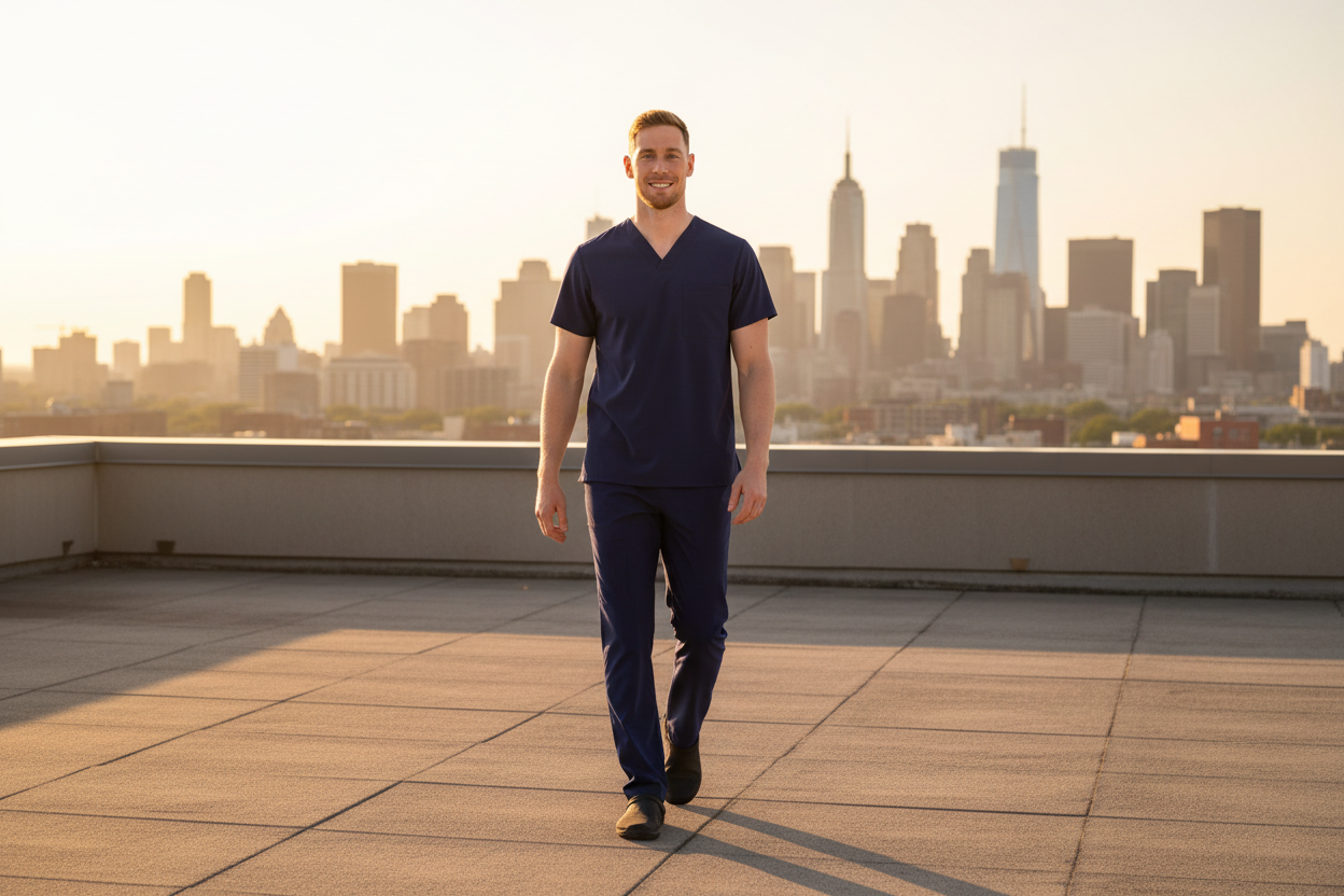 Navy Scrubs Rooftop Blend