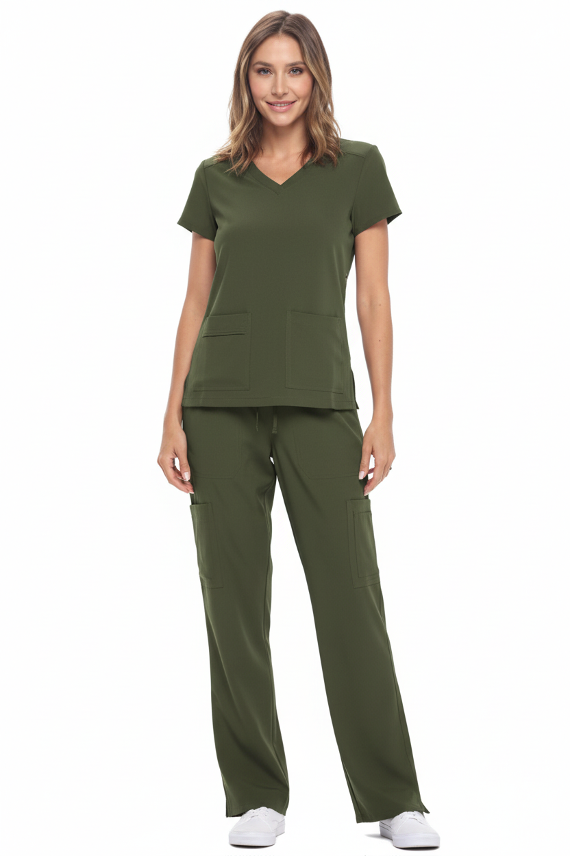 NATURAL UNIFORMS - STRETCH V-NECK CARGO SCRUBS SETS (8400) Natural Uniforms Clothing   Moore than Scrubs