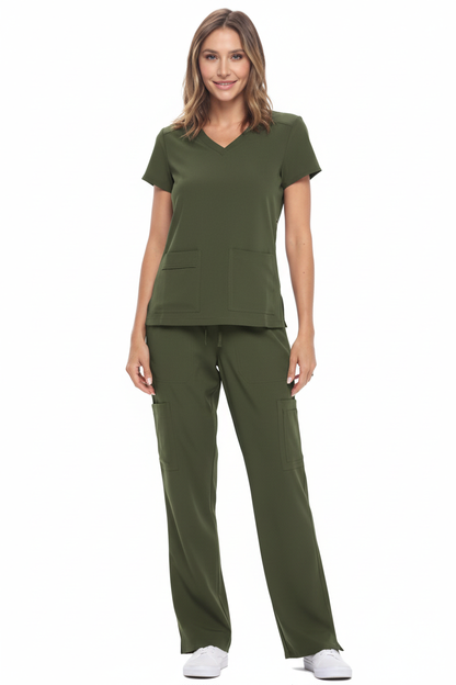 NATURAL UNIFORMS - STRETCH V-NECK CARGO SCRUBS SETS (8400) Natural Uniforms Clothing   Moore than Scrubs