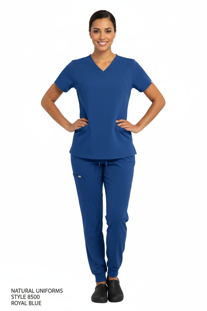 Natural Uniform - Women's Stretch V-Neck Jogger Scrub Sets (8500) Natural Uniforms Medical Scrubs   Moore than Scrubs