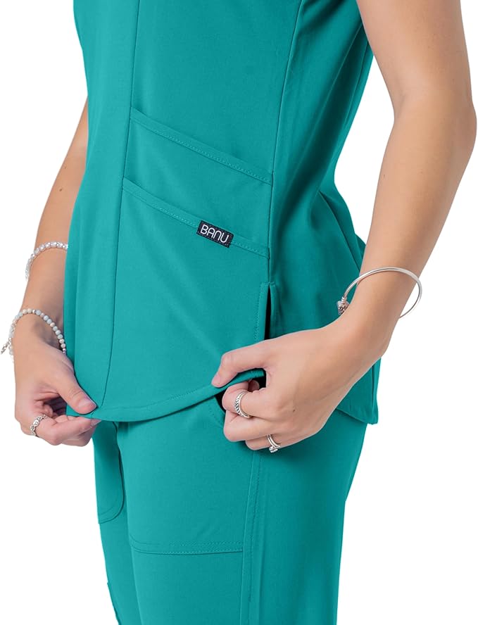 Sarah Women's V-Neck Scrub Top | Princess Cut | Comfort Collection BANU Clothing   Moore than Scrubs
