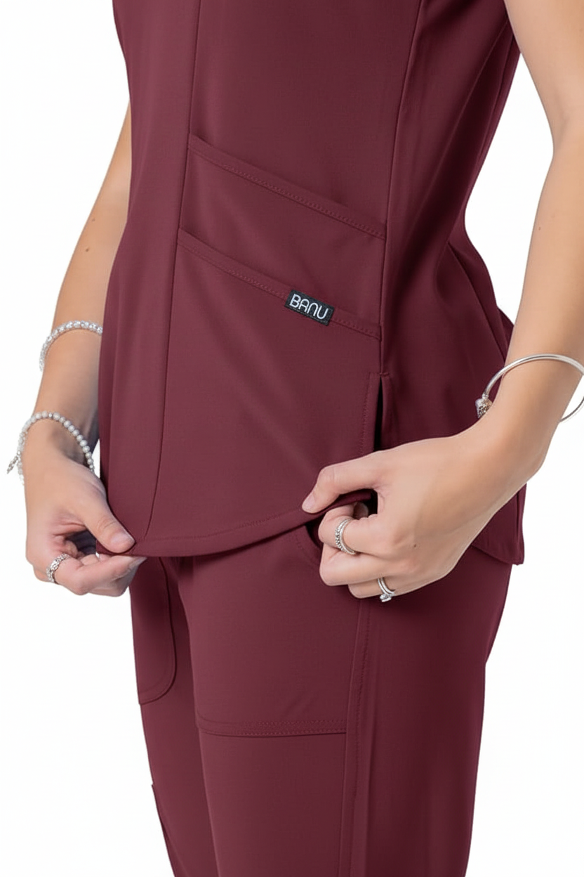Sarah Women's V-Neck Scrub Top | Princess Cut | Comfort Collection BANU Clothing   Moore than Scrubs