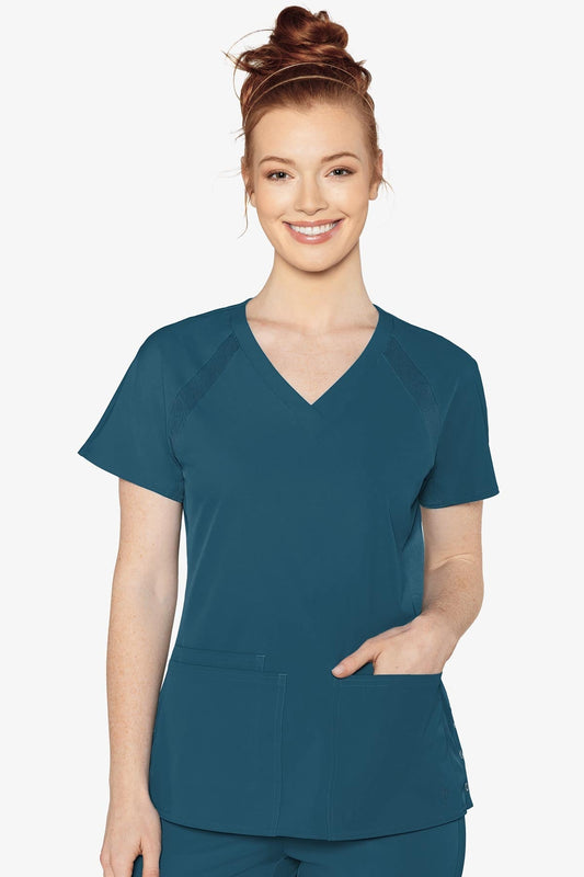 Med Couture 8470 Peaches Raglan Scrub Top - Caribbean Med Couture
