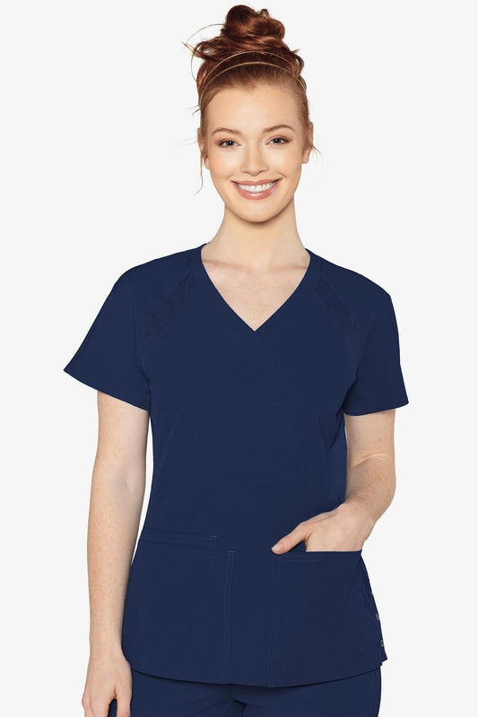 Med Couture 8470 Peaches Raglan Scrub Top - Navy Med Couture